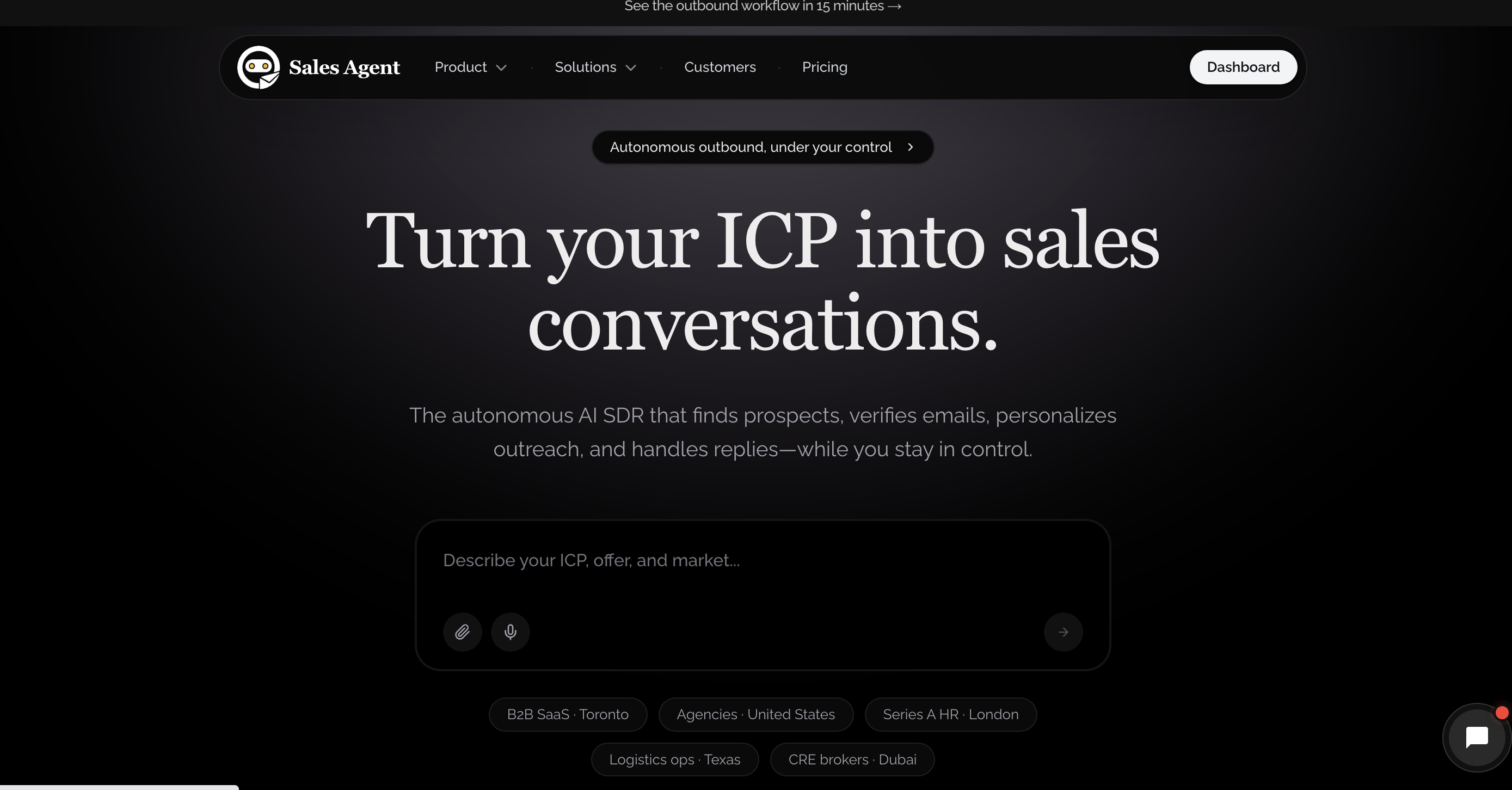 B2B AI sales agent interface